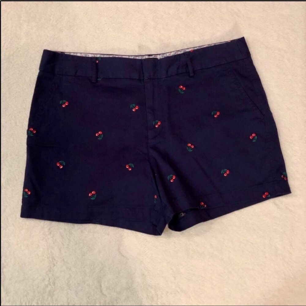 Jones & Co. Navy Shorts Embroidered Cherry 12 NWOT